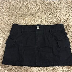 Black Cargo Mini Skirt
